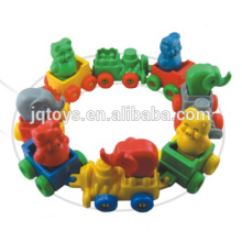 JQ6026 plástico animal trem edifício blocos link brinquedo para venda